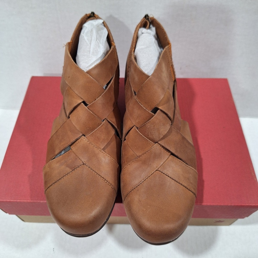 Rockport Cobb Hill Women's Laurel Woven Tan Leather Booties CI6229 Size 6.5 W NW